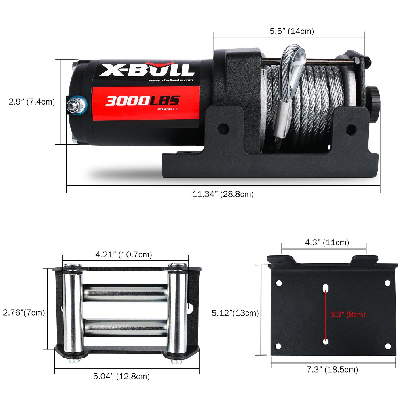 X-BULL Electric Winch 3000lbs Steel Wire — view 8