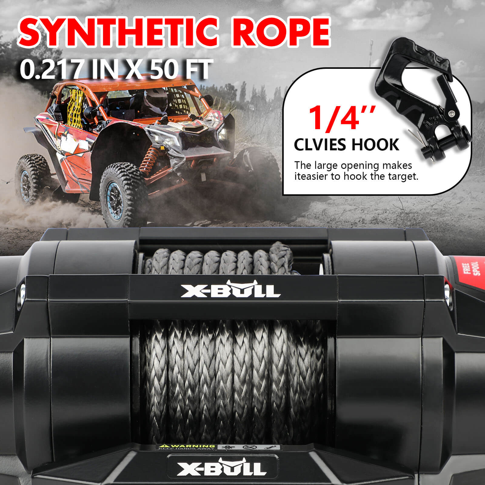 X-BULL 5000LBS Electric Winch 12V Synthetic — view 8