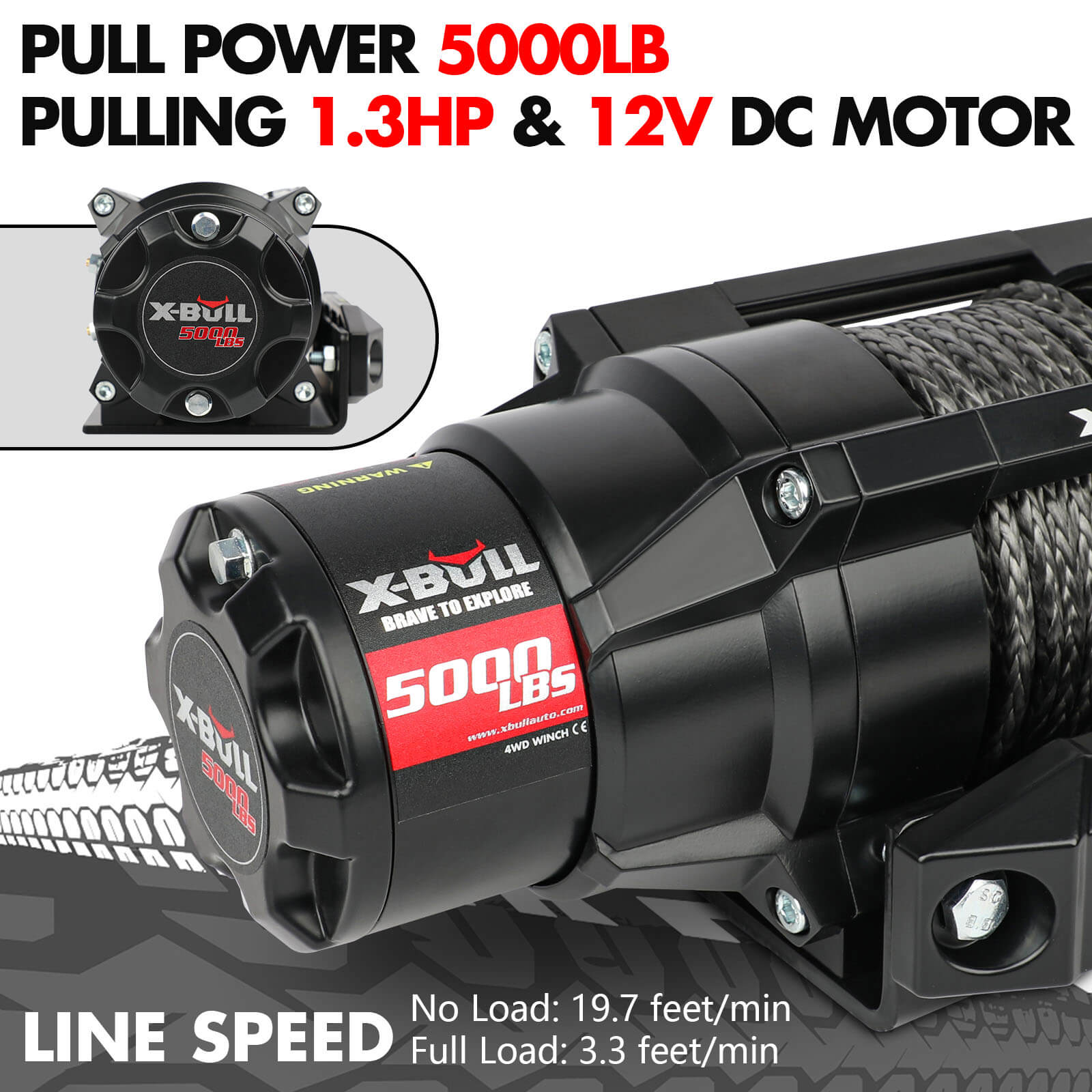 X-BULL 5000LBS Electric Winch 12V Synthetic — view 9