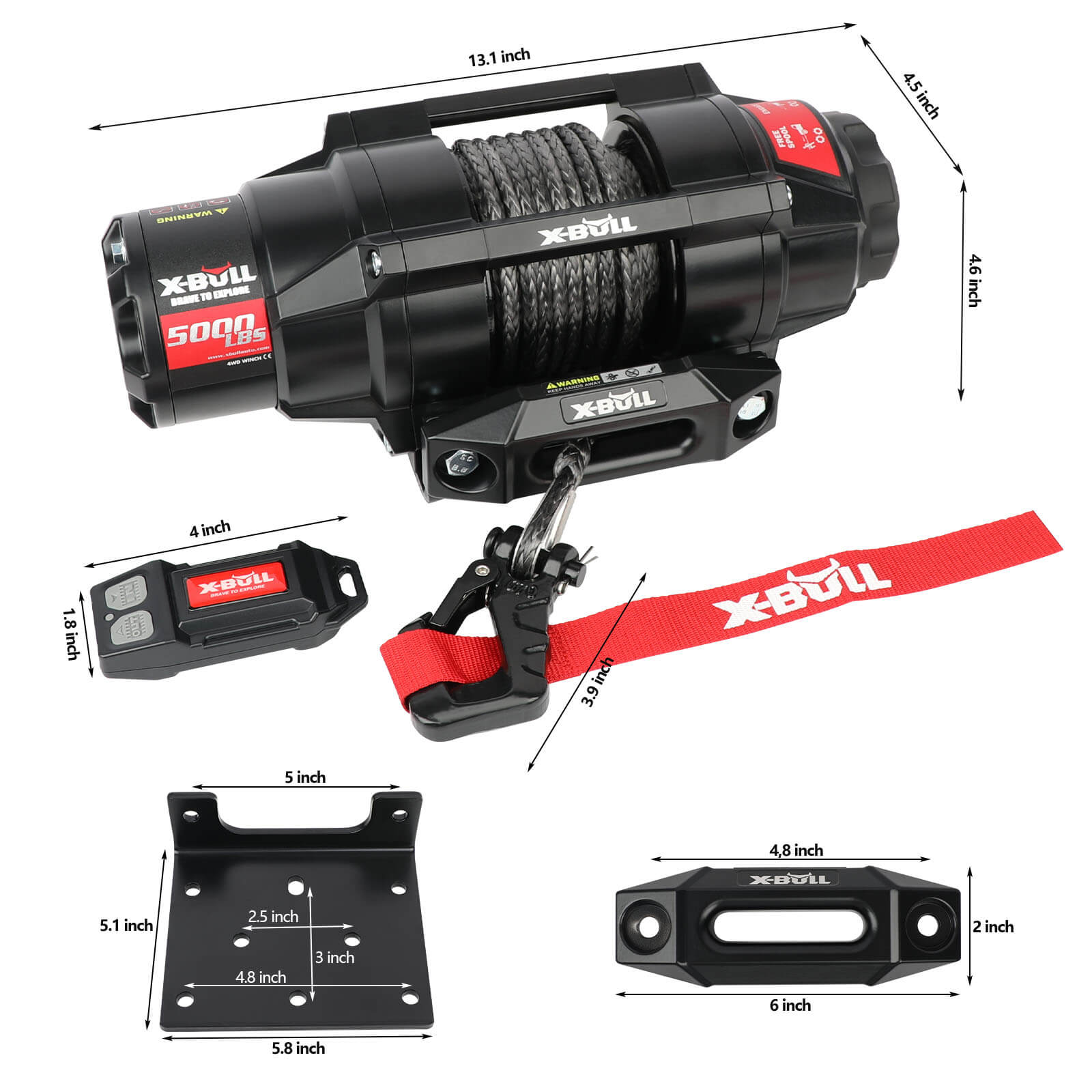 X-BULL 5000LBS Electric Winch 12V Synthetic — view 10