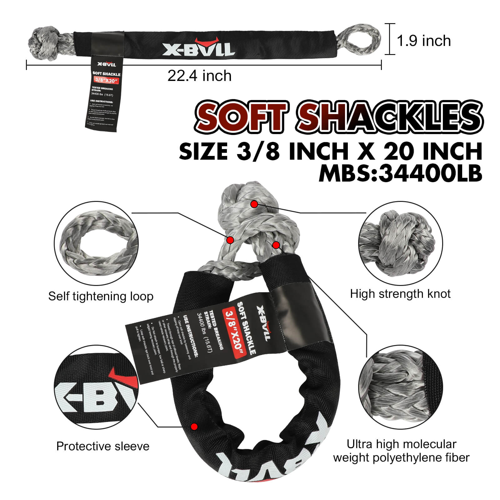 X-BULL 4WD Recovery Kit Kinetic Recovery — view 5