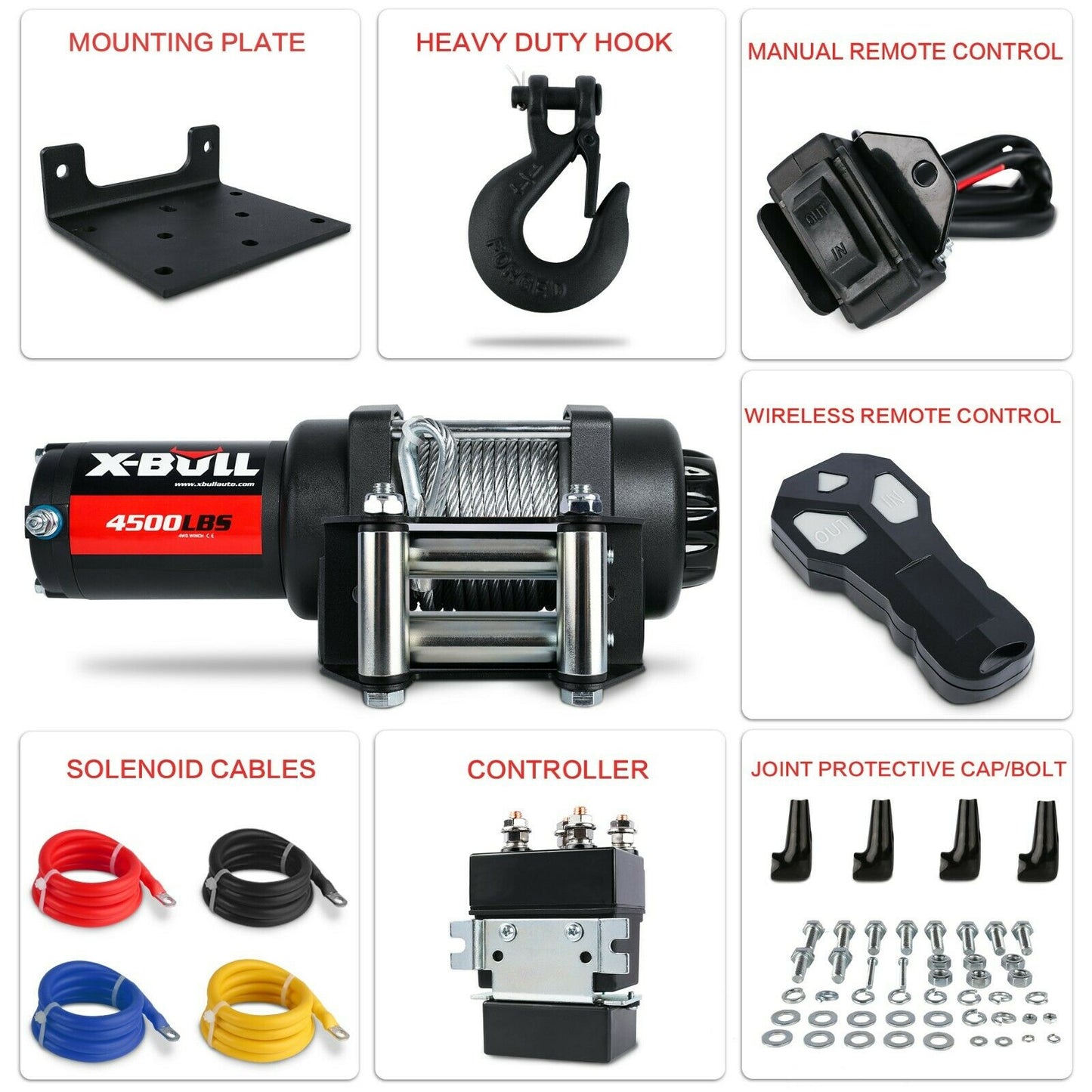 X-BULL 4500LBS Steel Cable Electric Winch — view 10