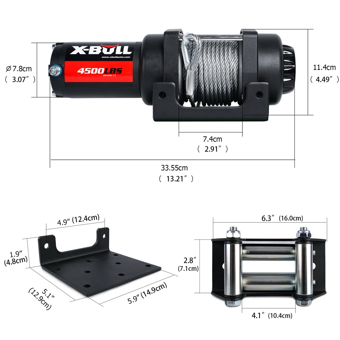 X-BULL 4500LBS Steel Cable Electric Winch — view 11