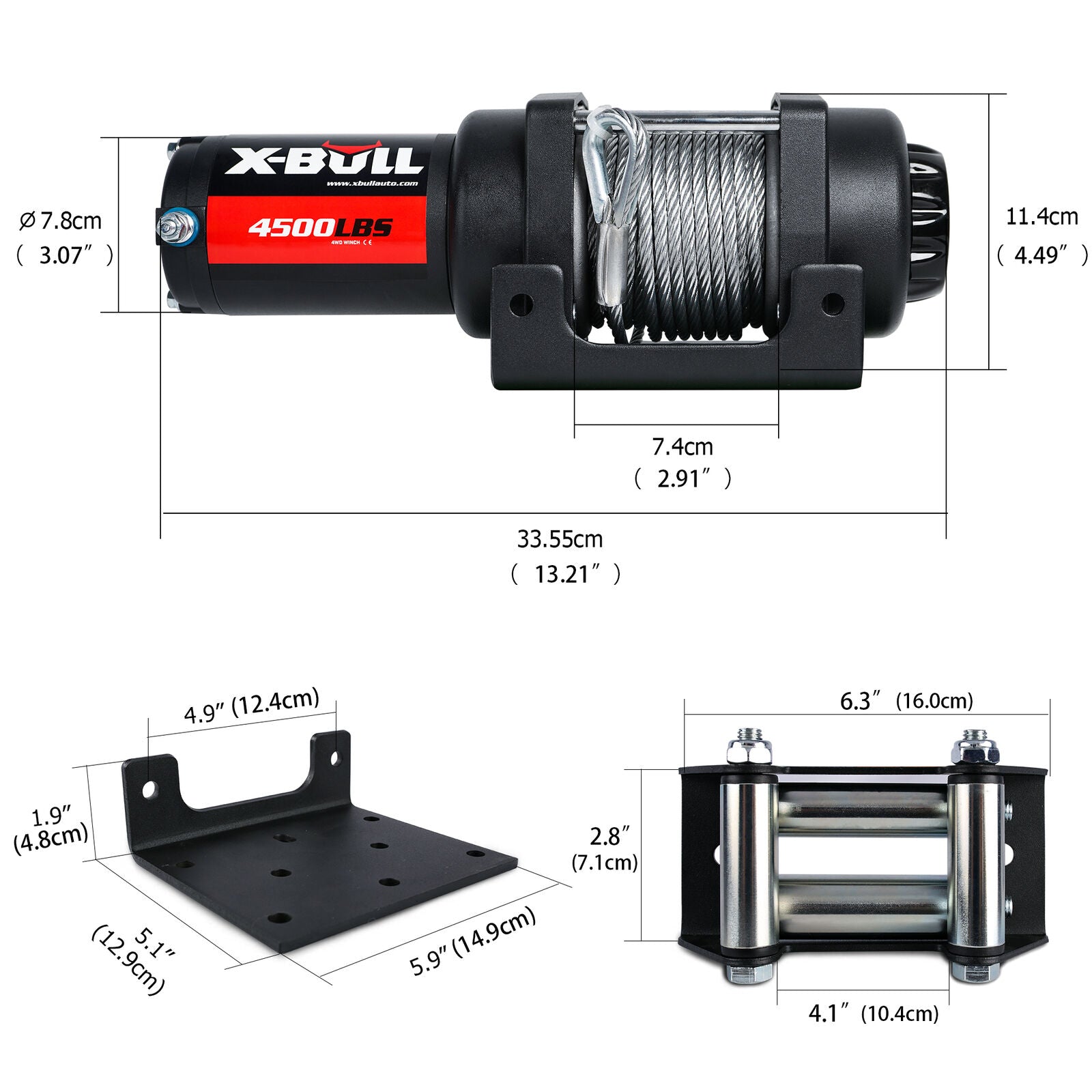 X-BULL 4500LBS Steel Cable Electric Winch — view 11