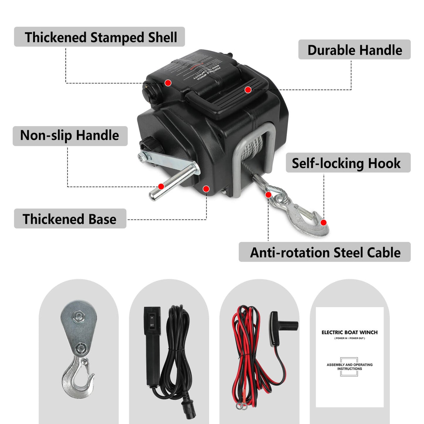 X-BULL Electric Boat Winch 12V 6500LBS — view 10