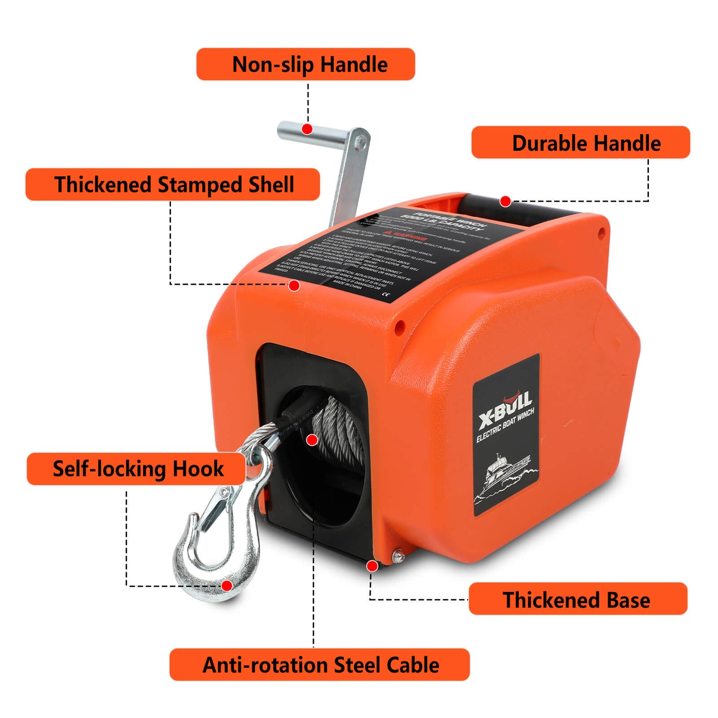 X-BULL 12V Electric Boat Winch — view 6