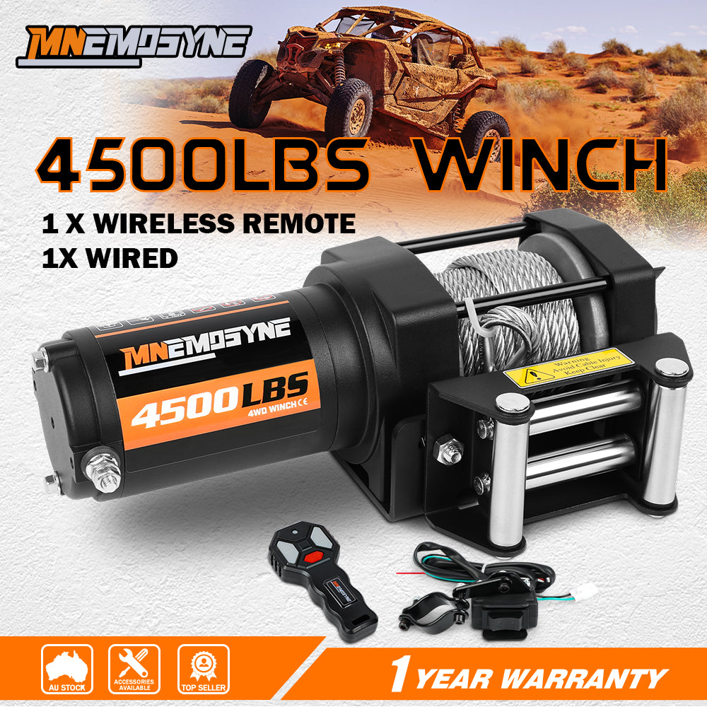 12V 4500LBS electric winch steel cable — view 2