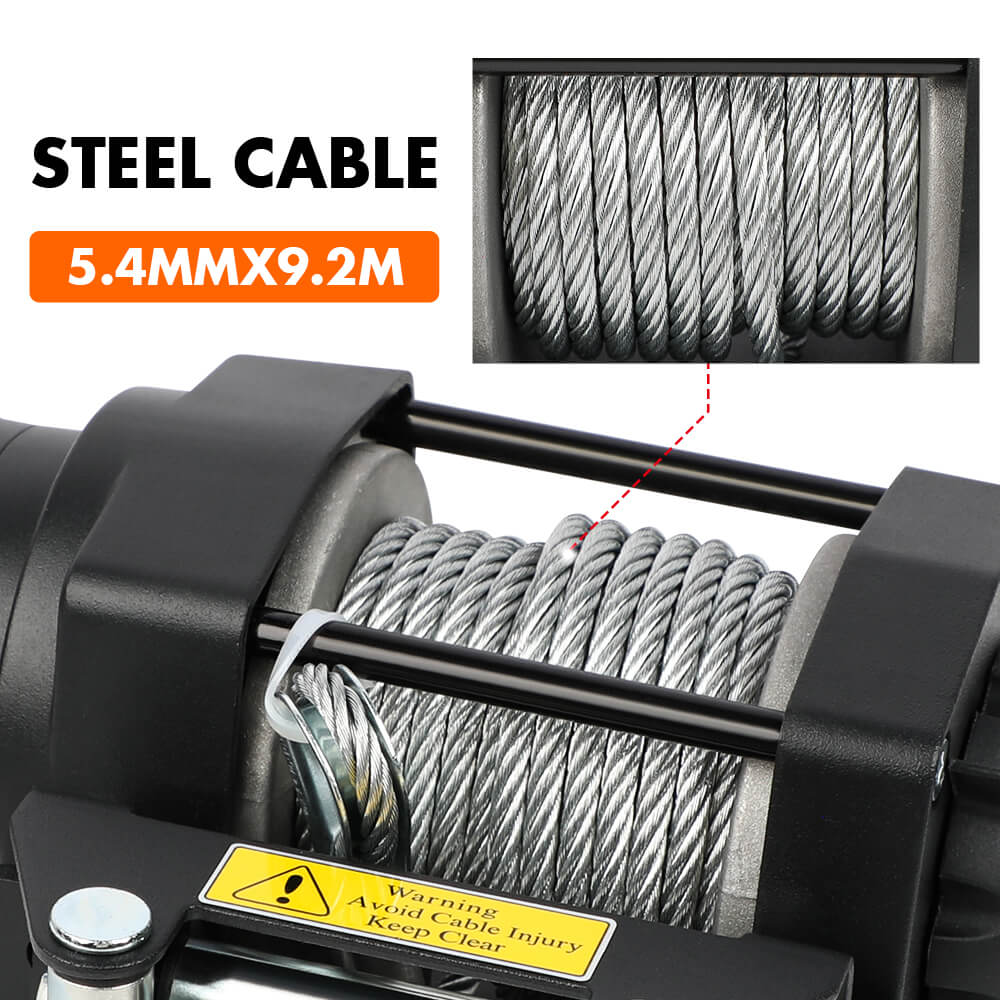 12V 4500LBS electric winch steel cable — view 9