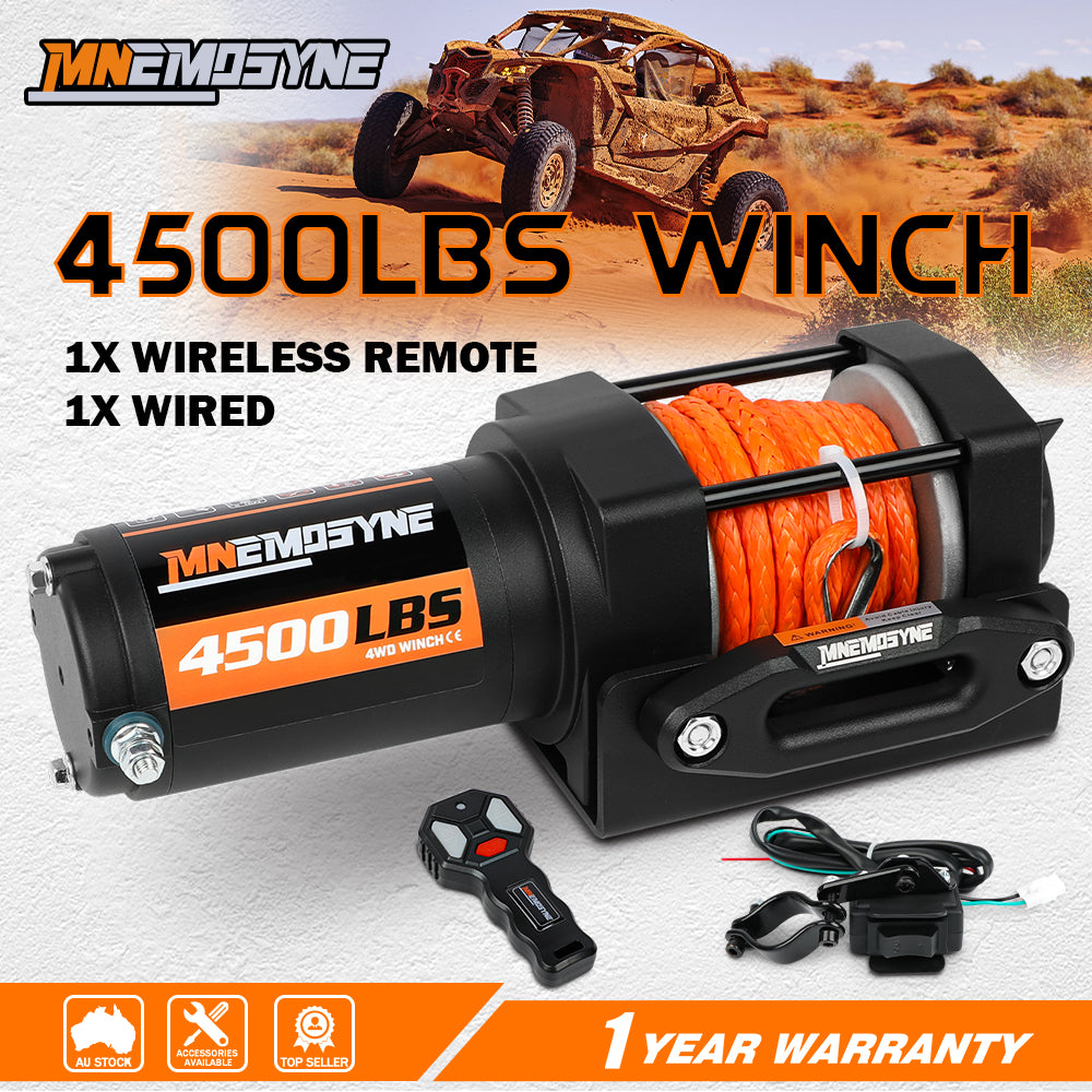 4500lb electric winch synthetic rope wireless — view 2