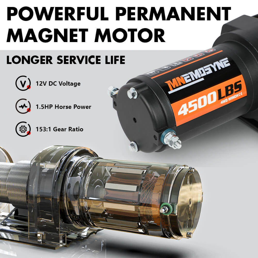 4500lbs electric winch synthetic rope 4WD — view 5