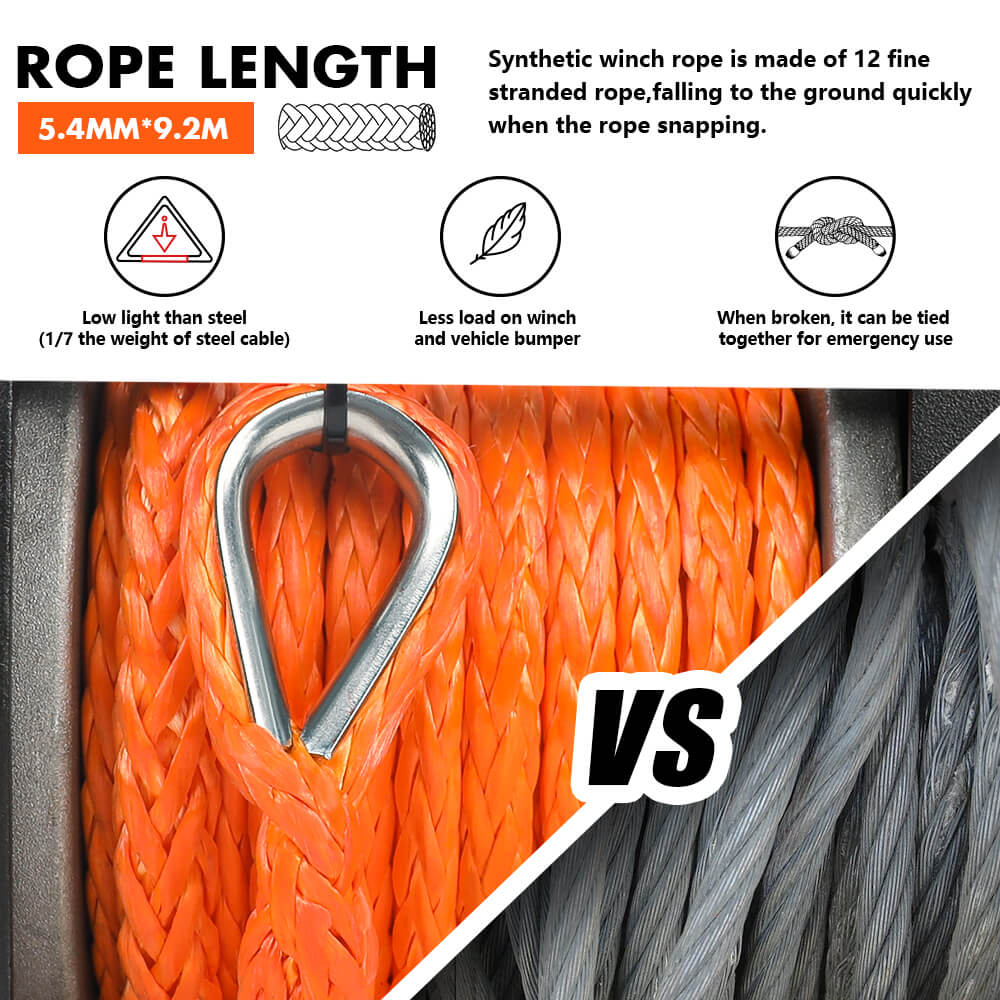 4500lbs electric winch synthetic rope 4WD — view 9