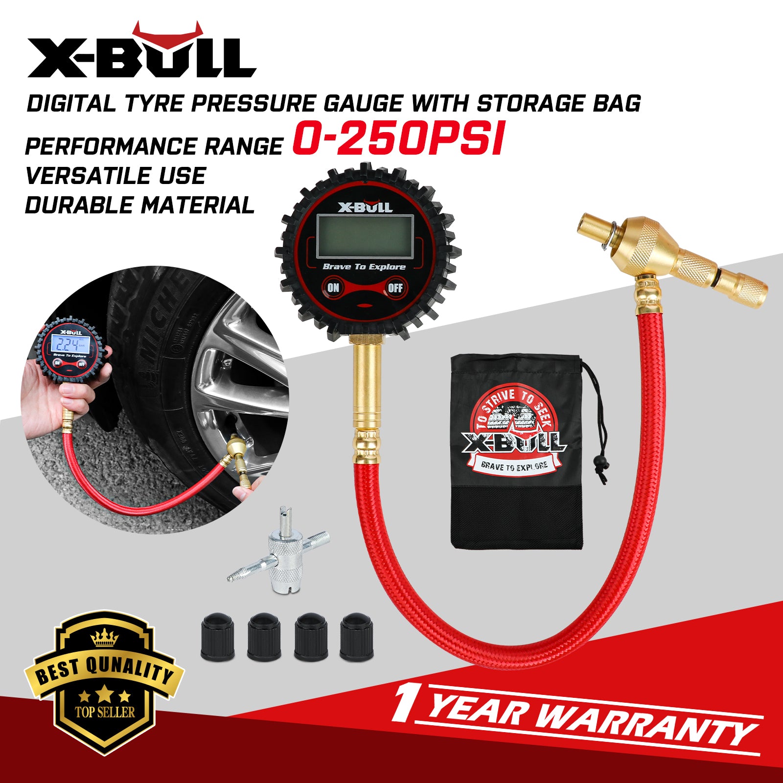 X-BULL Digital Tyre Pressure Gauge 250PSI — view 8