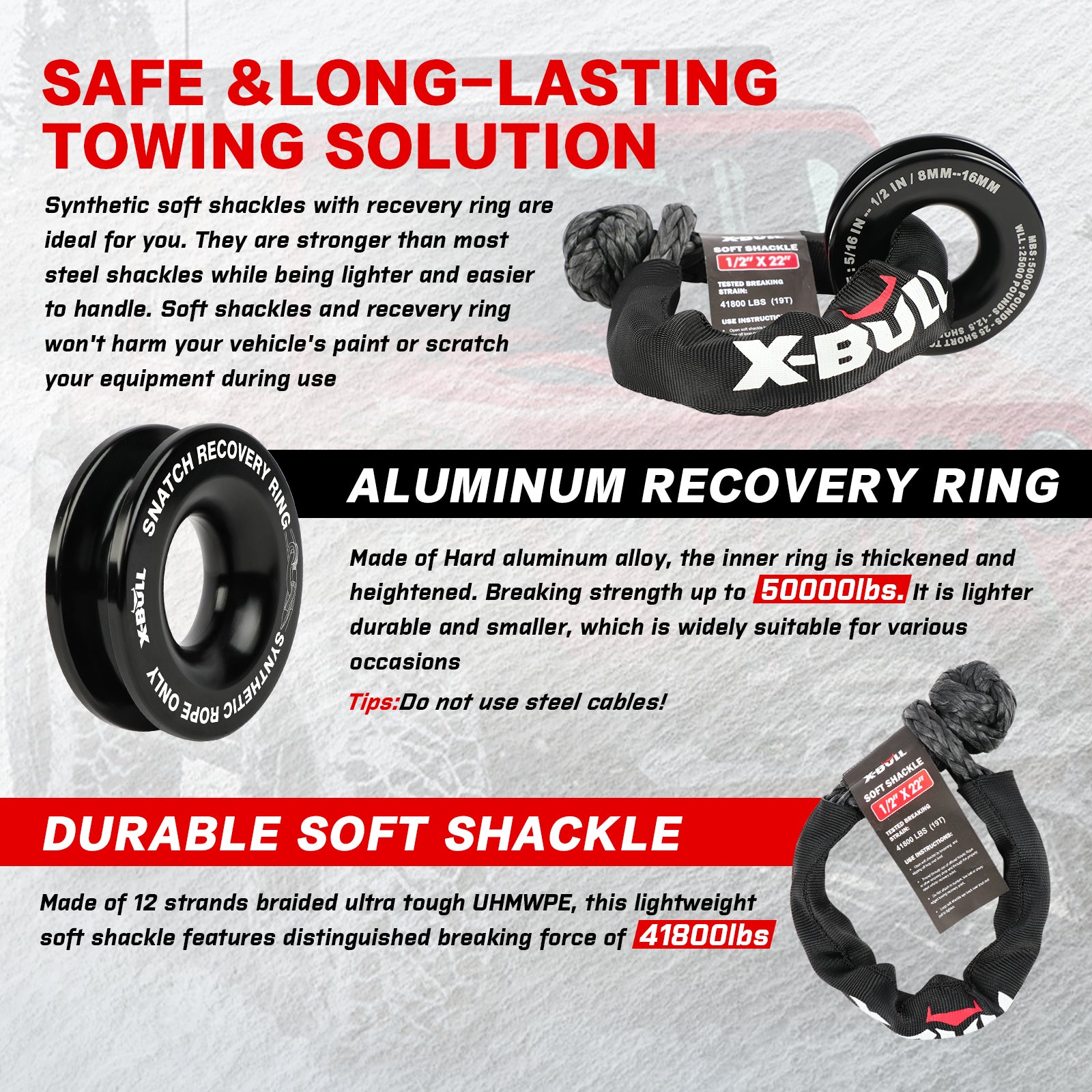 X-BULL 4WD Winch Recovery Kit 12Pcs — view 8
