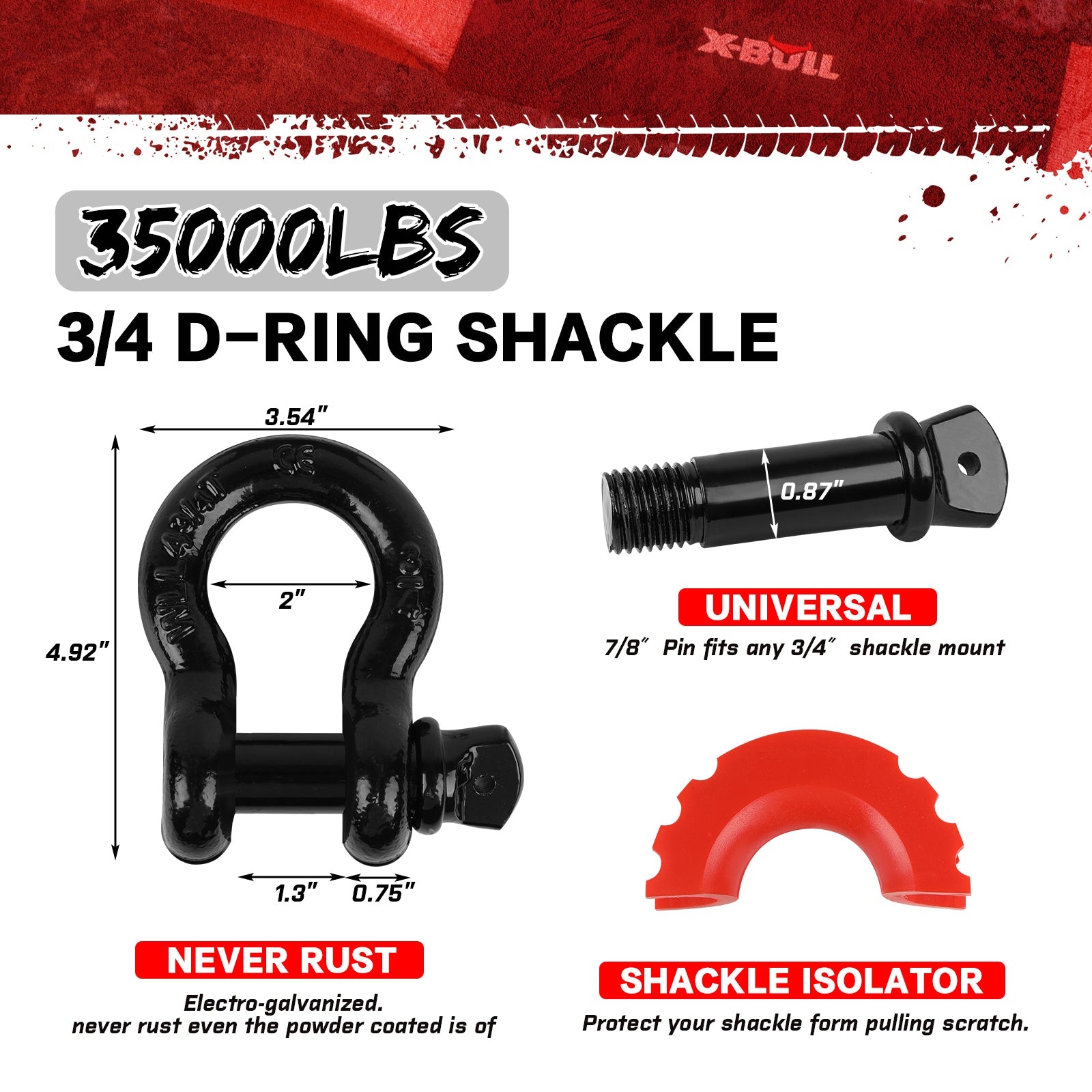 X-BULL 4WD Winch Recovery Kit 12Pcs — view 10