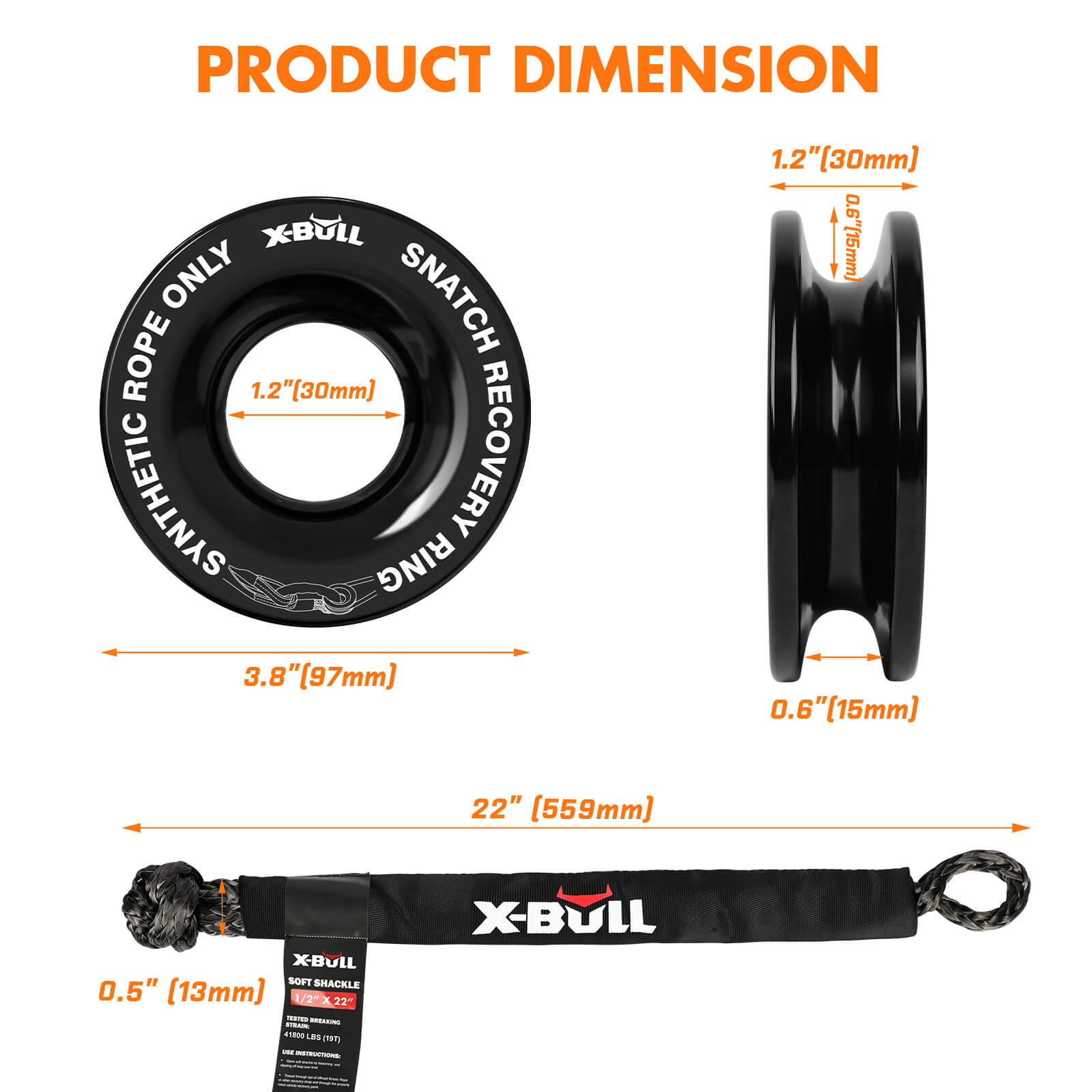 X-BULL 4WD Recovery Kit Snatch Strap — view 4