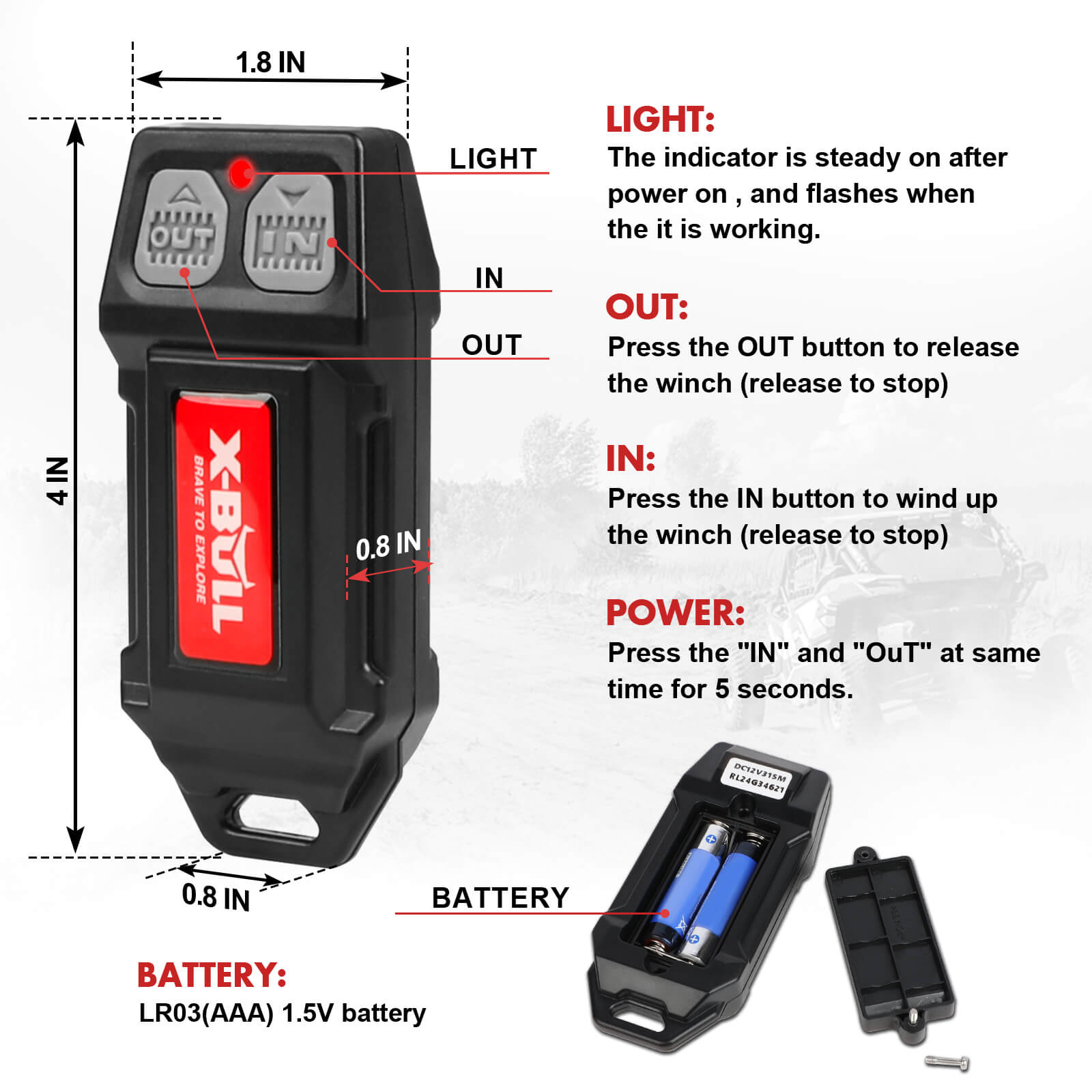 X-BULL 12V Winch Remote Control Twin — view 6