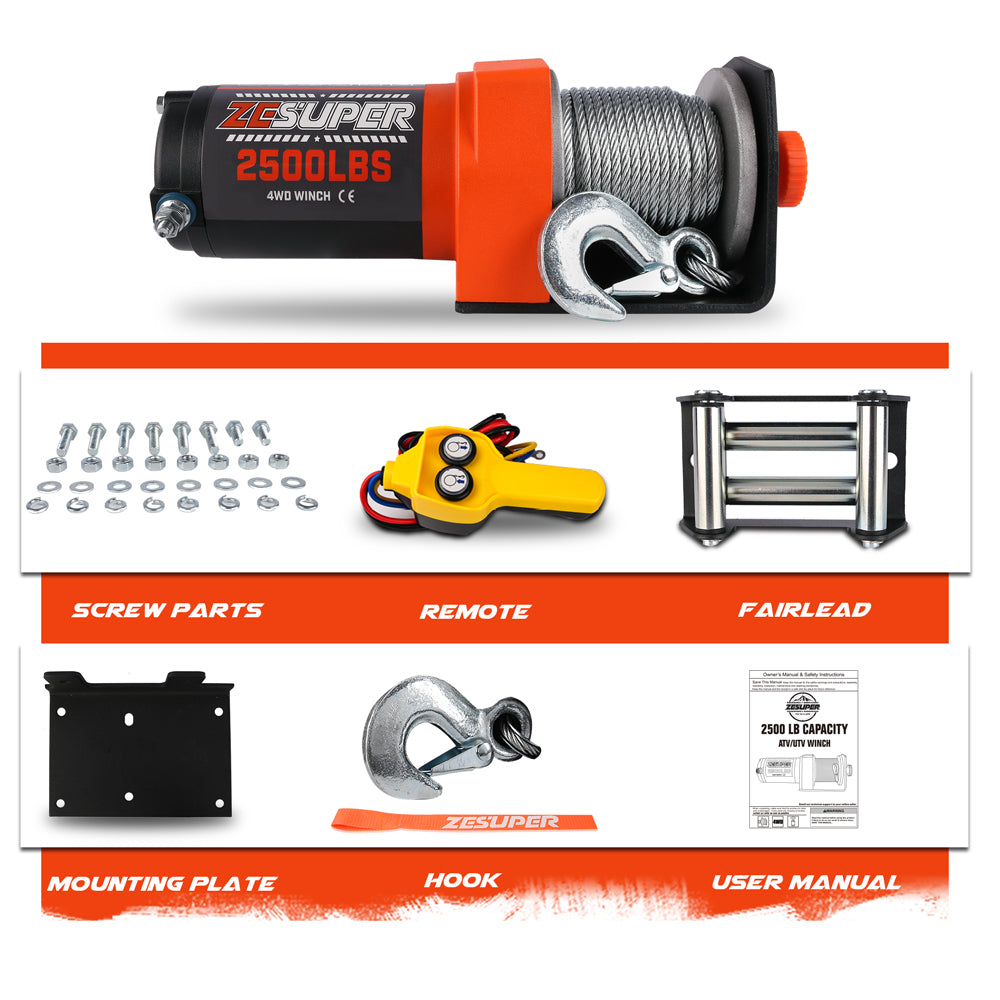 ZESUPER 12V electric winch 2500LBS — view 4