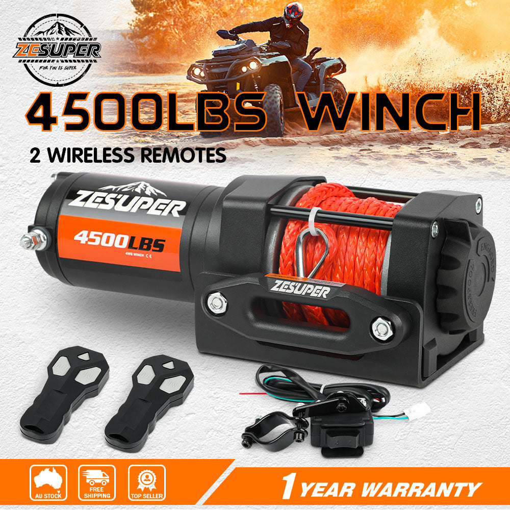 ZESUPER 12V electric winch 4500LBS — view 2