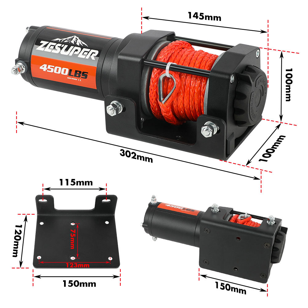 ZESUPER 12V electric winch 4500LBS — view 5