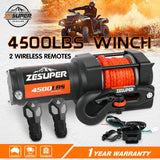 4500lb 12V electric winch synthetic rope — view 10