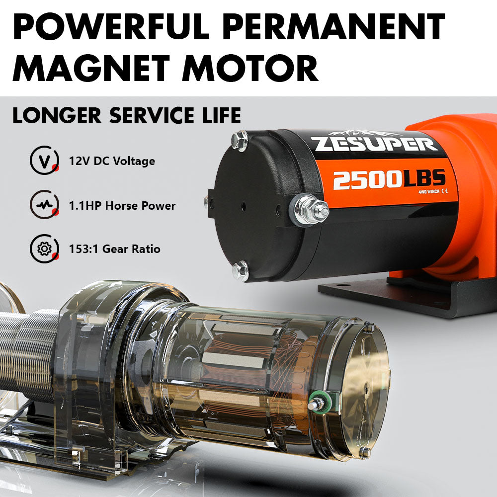 ZESUPER 12V Electric Winch 2500lbs — view 4
