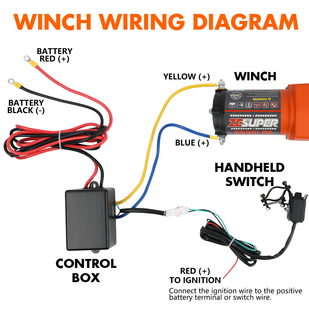 ZESUPER 12V Electric Winch 2500lbs — view 9