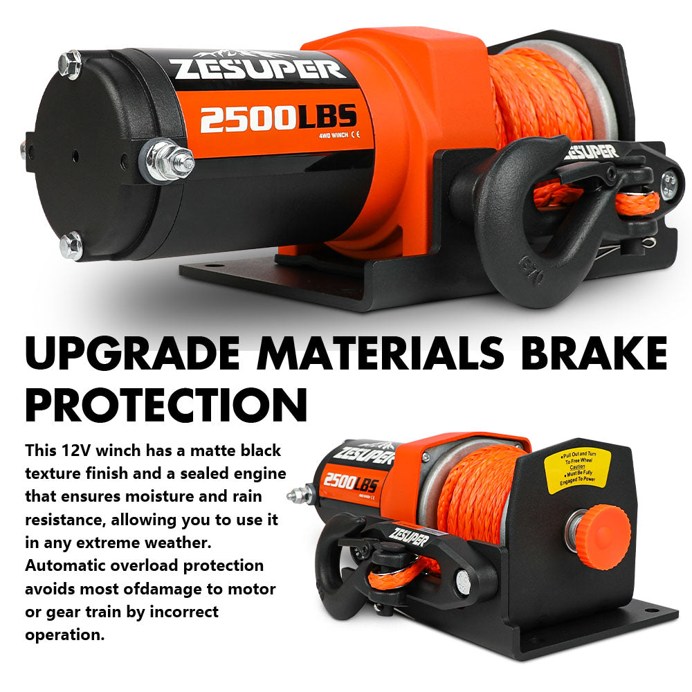 2500lbs electric winch synthetic rope — view 7