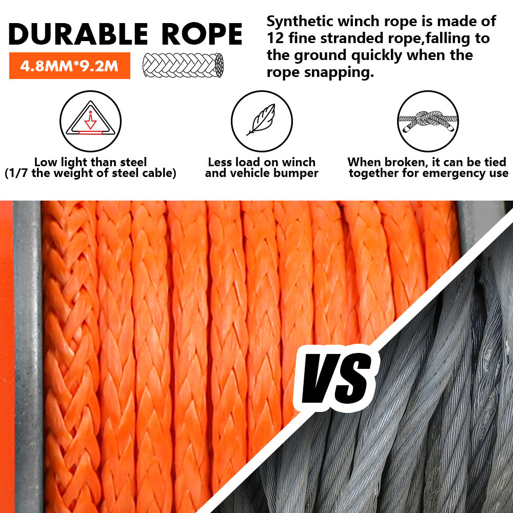 2500lbs electric winch synthetic rope — view 11