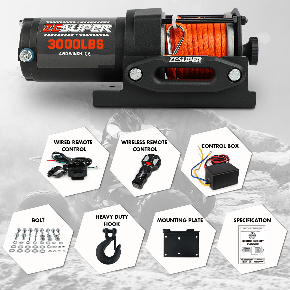 ZESUPER 12V Electric Winch 3000lbs — view 5
