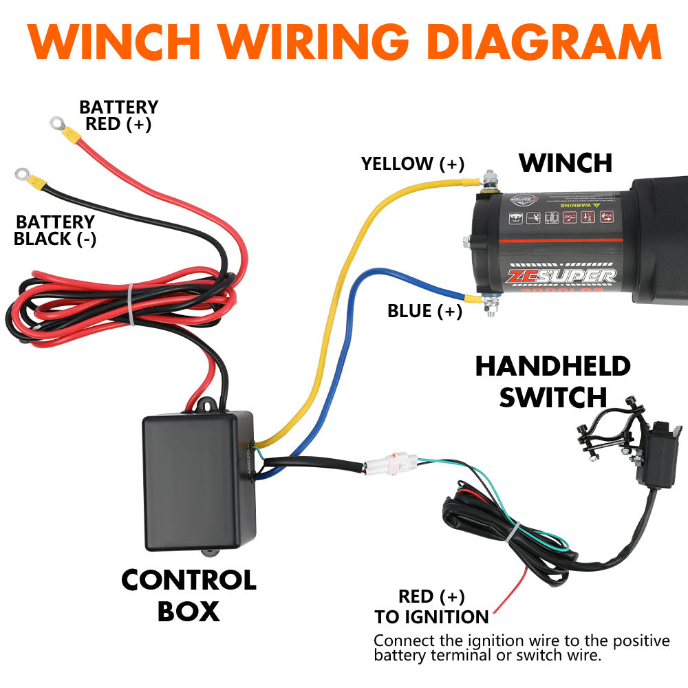 ZESUPER 12V Electric Winch 3000lbs — view 7