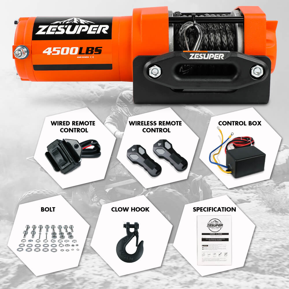 ZESUPER 12V Electric Winch 4500lb — view 3