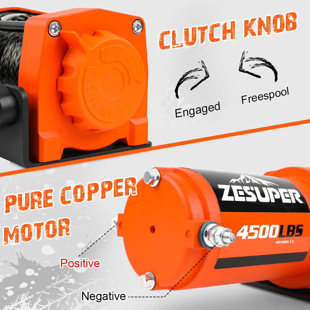 ZESUPER 12V Electric Winch 4500lb — view 4