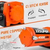 ZESUPER 12V Electric Winch 4500lb — view 4