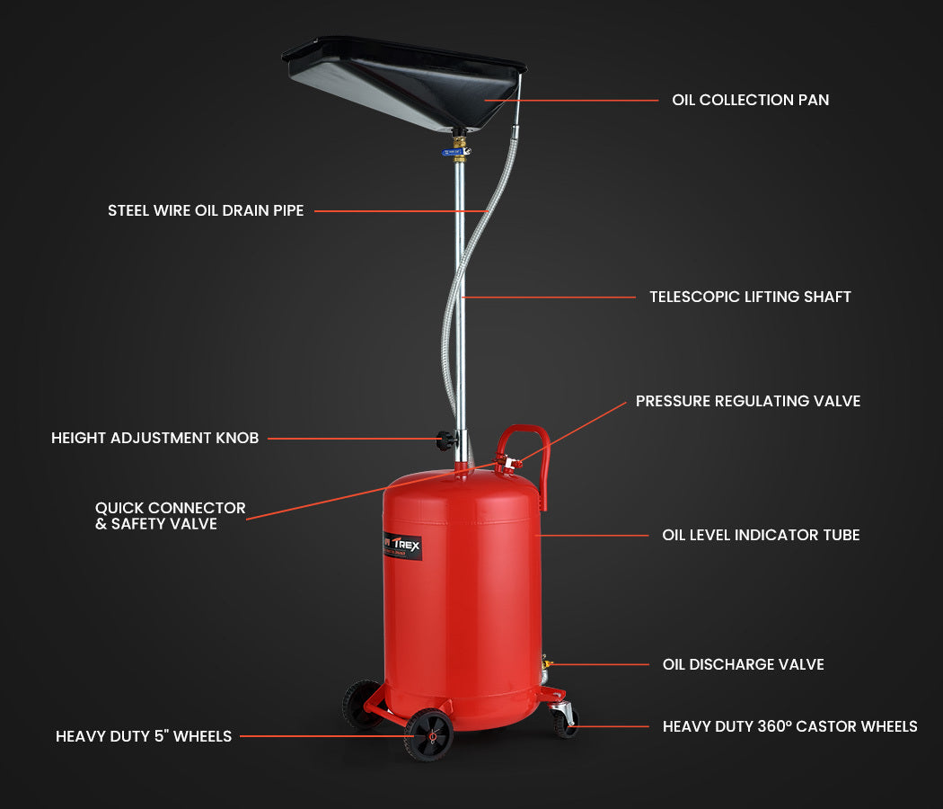 T-REX 80L mobile waste oil drainer — view 3