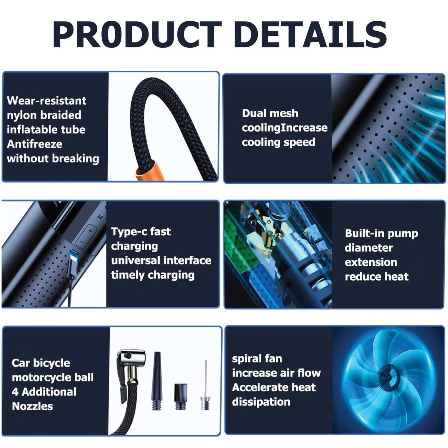 Portable Tyre Inflator Rechargeable Car Bike — view 4