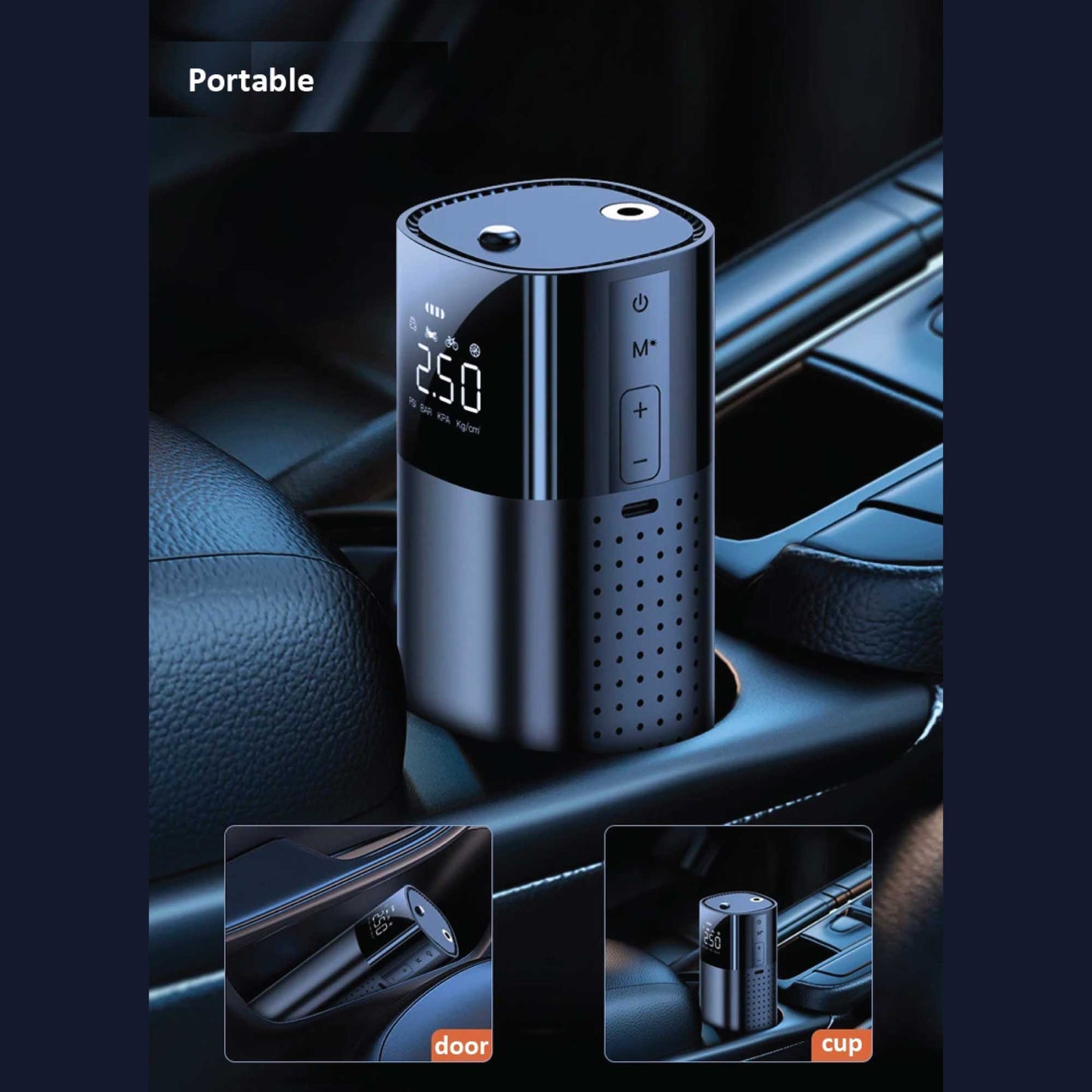 Portable Tyre Inflator Rechargeable Car Bike — view 12