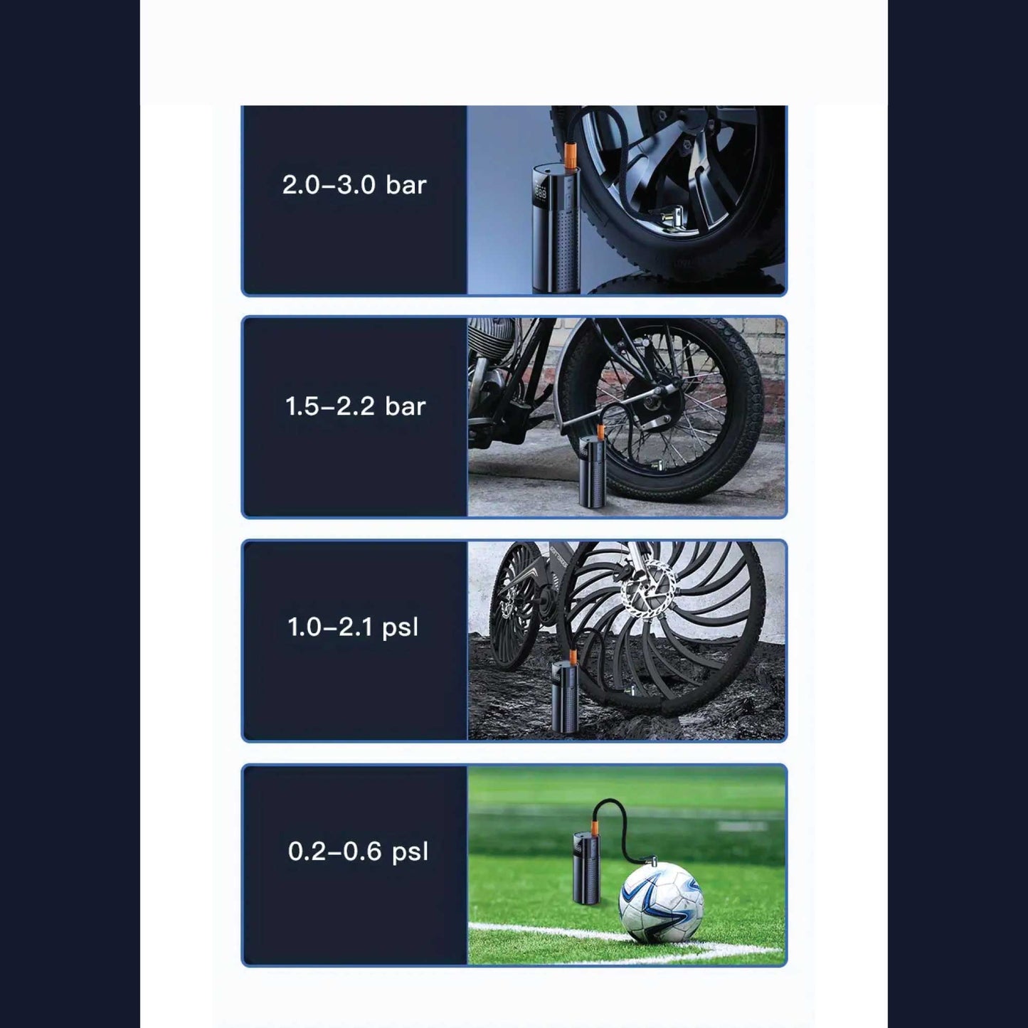 Portable Tyre Inflator Rechargeable Car Bike — view 15