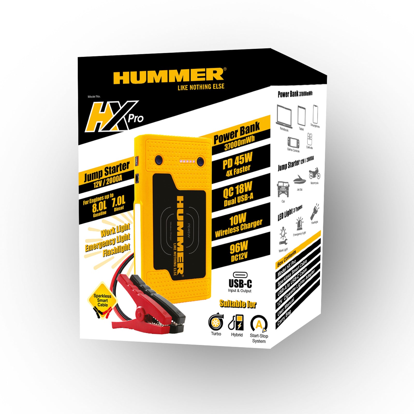 2000A Jump Starter Powerbank Hummer 37000mWh — view 3
