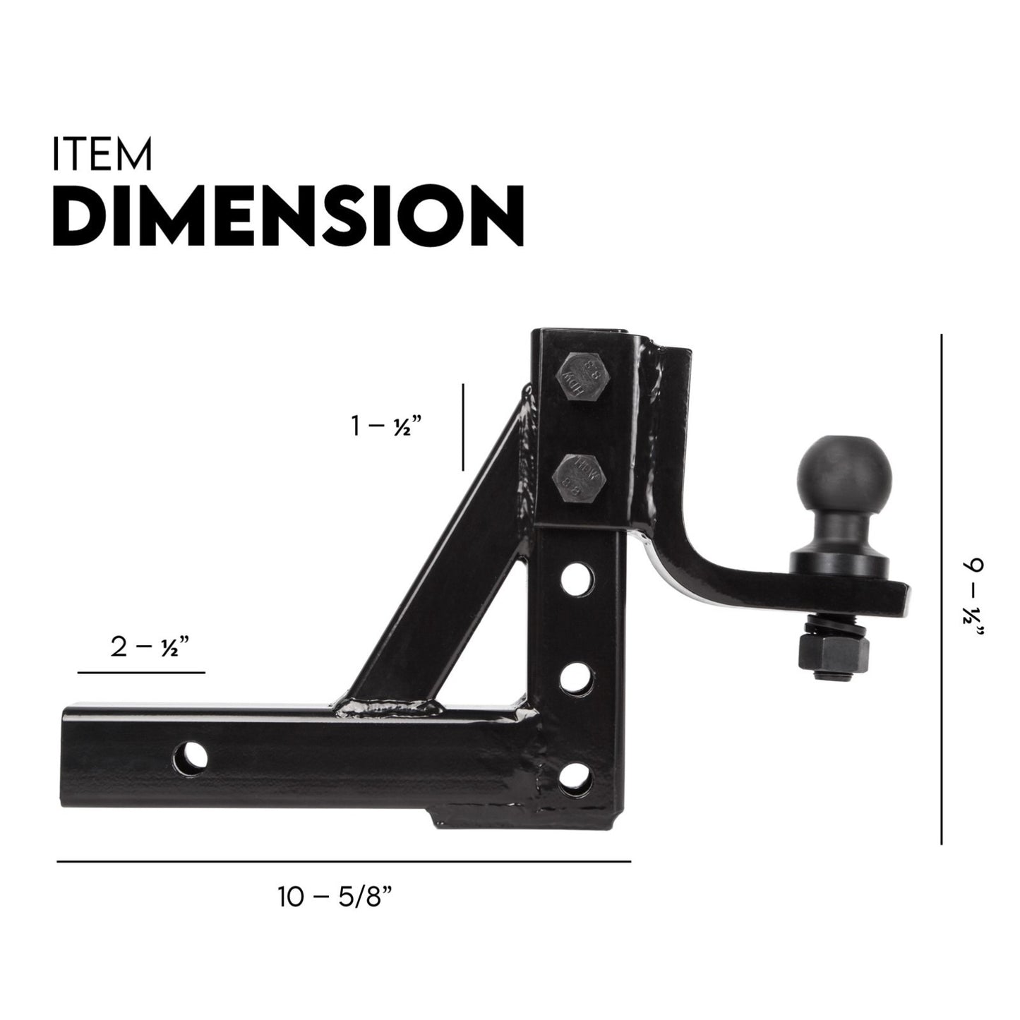 Adjustable drop tow bar ball mount 3500kg — view 9