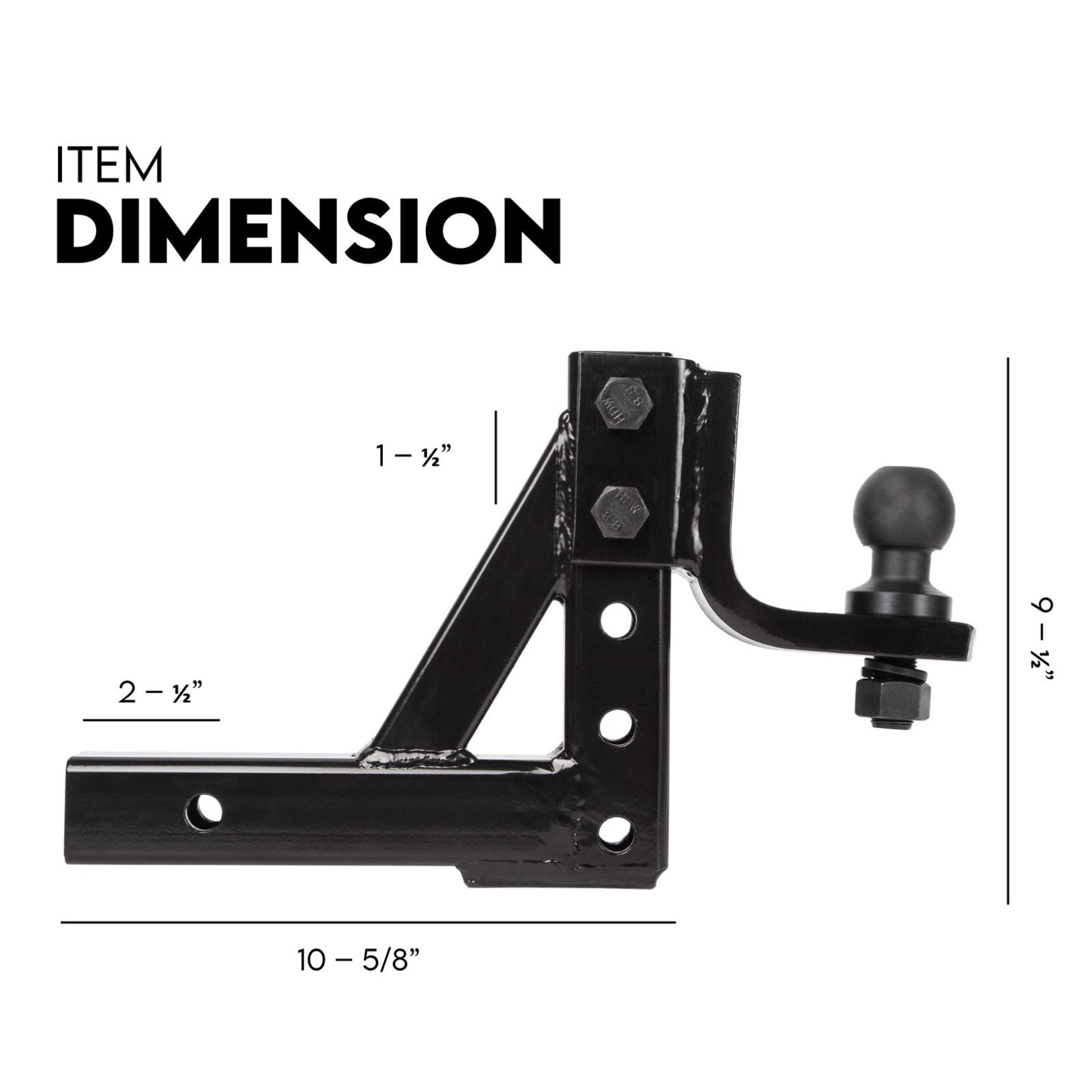 Adjustable drop tow bar ball mount 3500kg — view 9