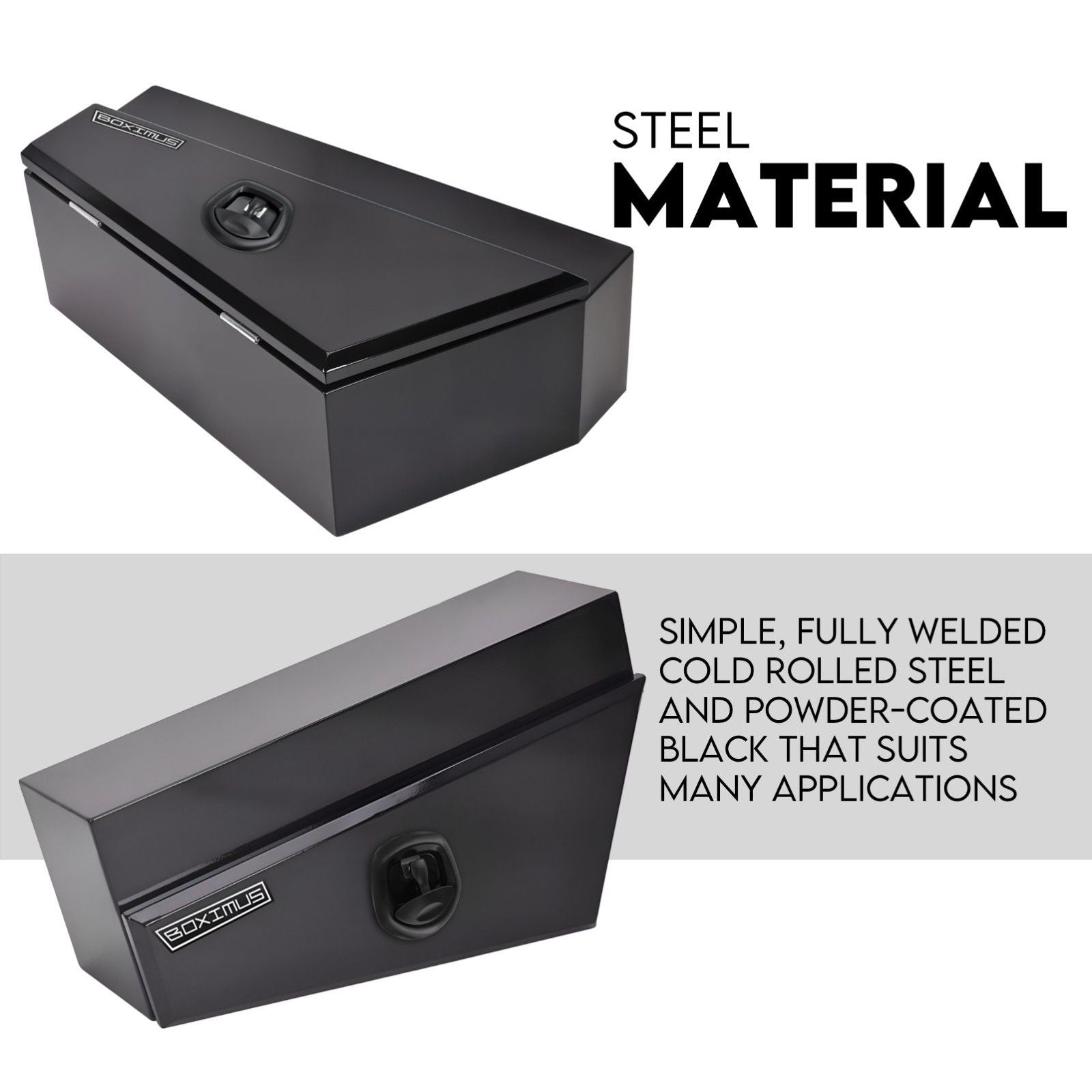 Under tray tool box 750mm black steel — view 3