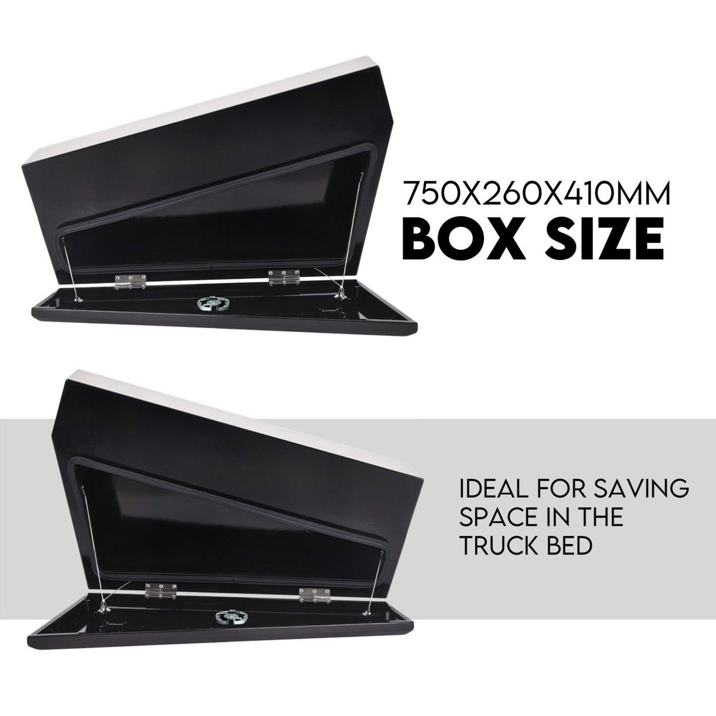 Under tray tool box 750mm black steel — view 4