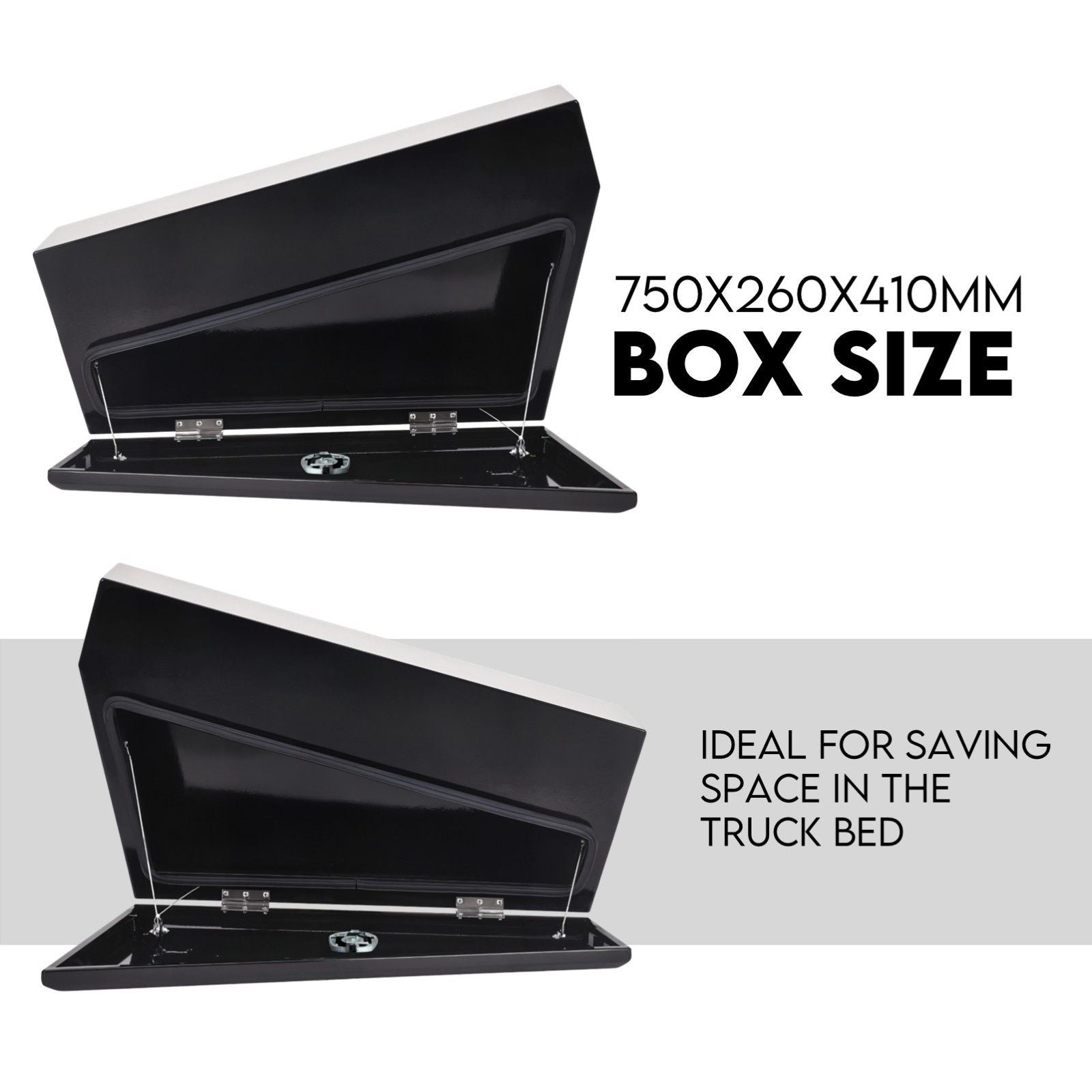 Under tray tool box 750mm black steel — view 4