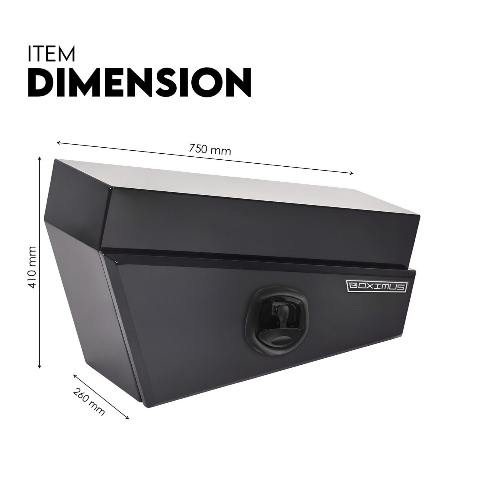 Under tray tool box 750mm black steel — view 8