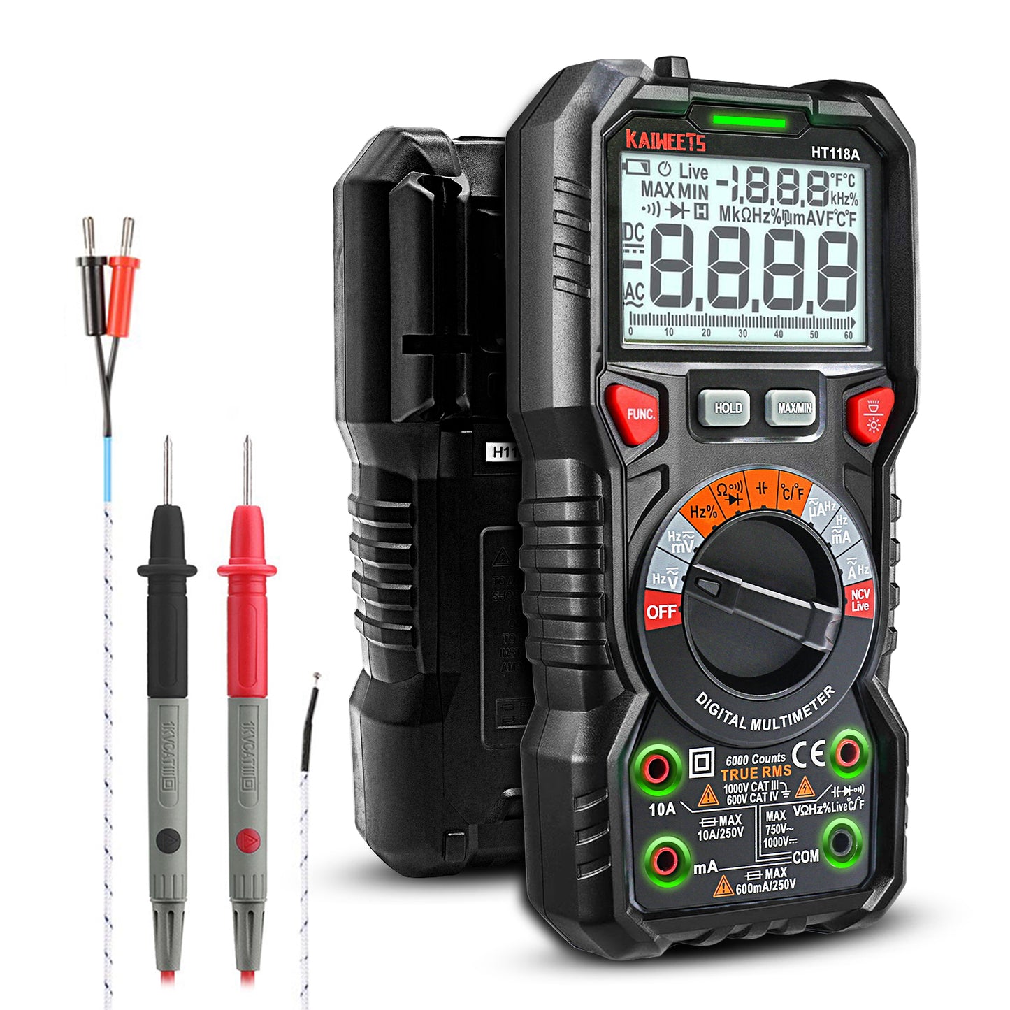 KAIWEETS digital multimeter TRMS 6000 counts — view 2