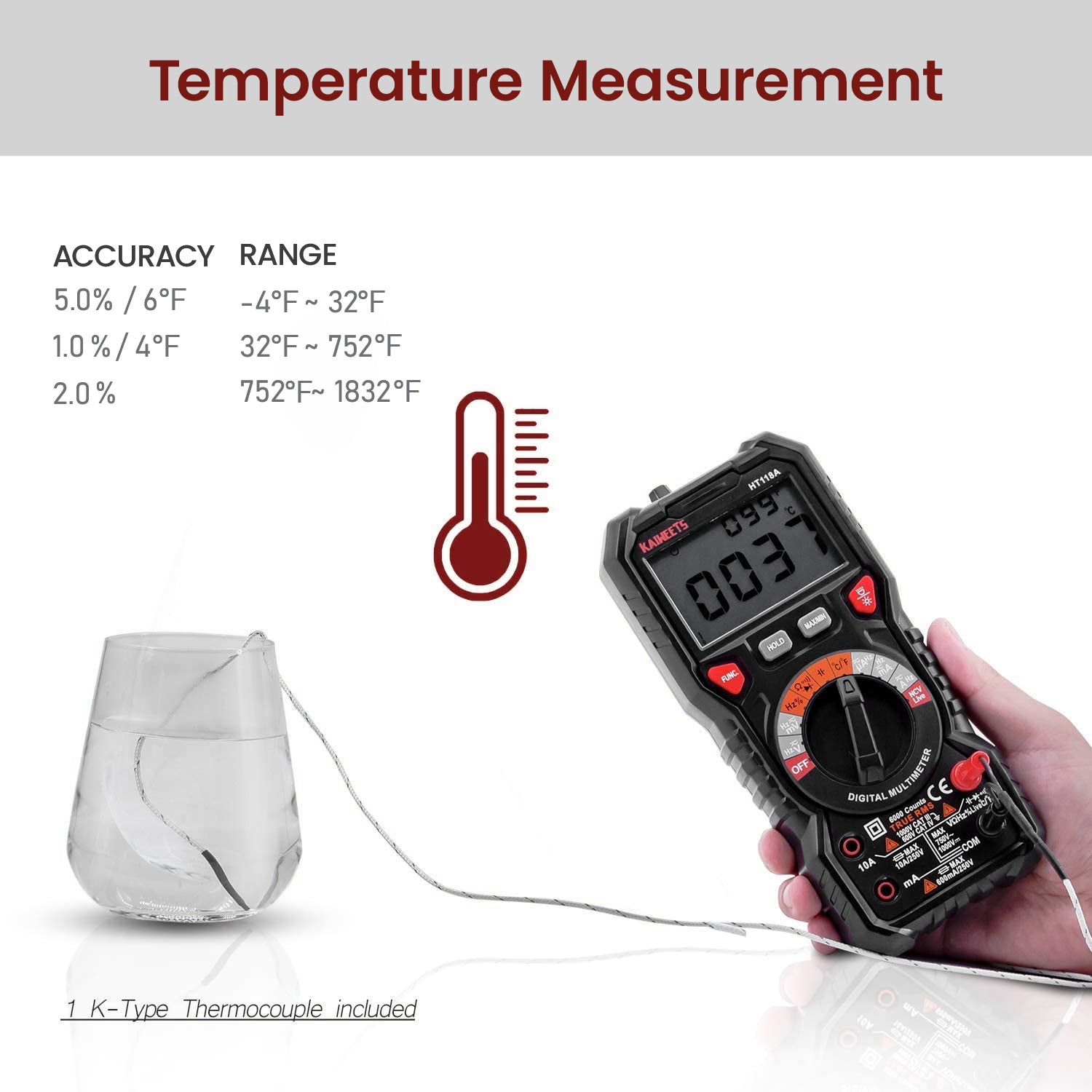 KAIWEETS digital multimeter TRMS 6000 counts — view 7