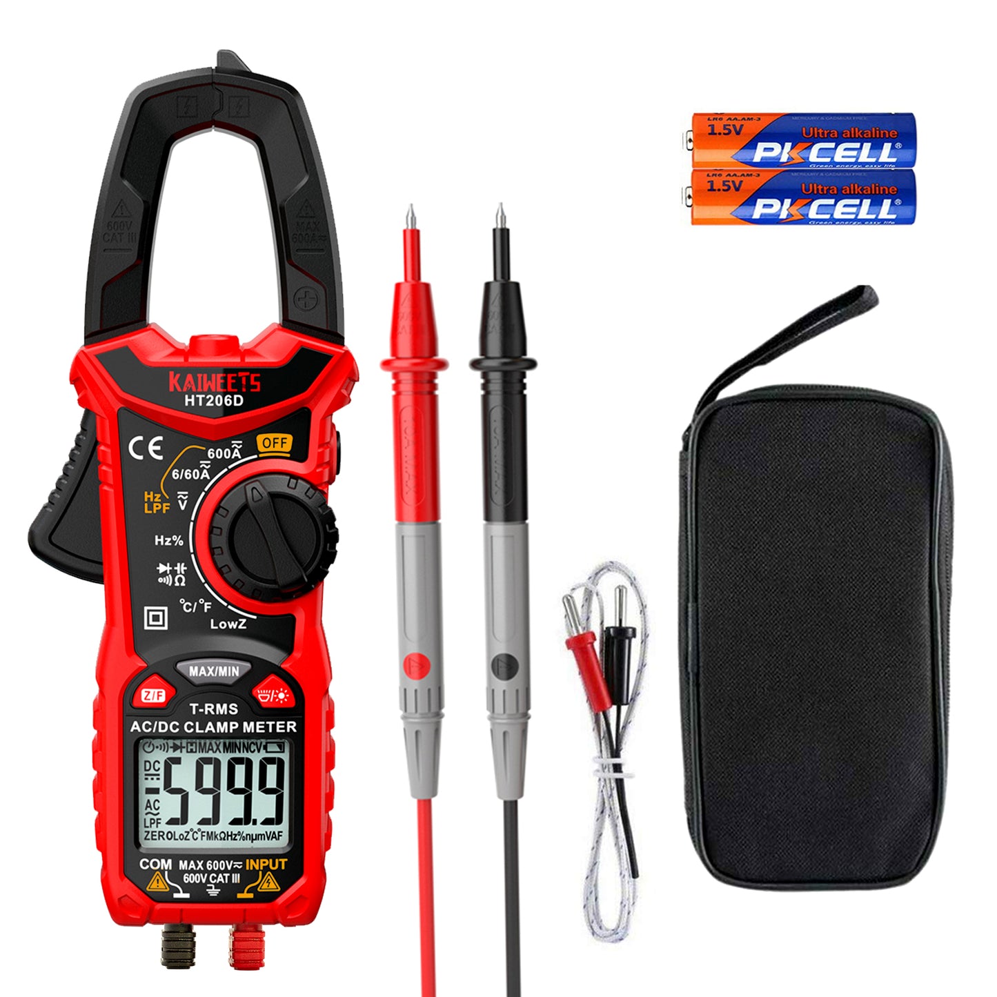 KAIWEETS HT206D digital clamp meter 6000 counts — view 7