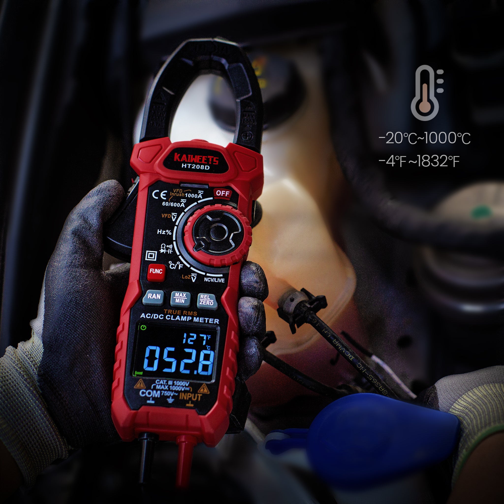 KAIWEETS HT208D Inrush Clamp Meter 1000A — view 6