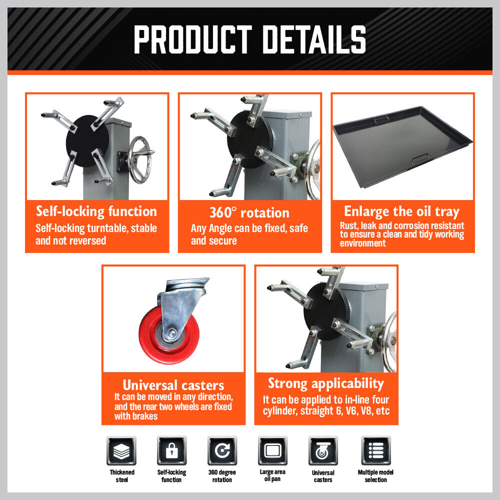 800kg Folding Engine Stand 1763lb Heavy — view 7