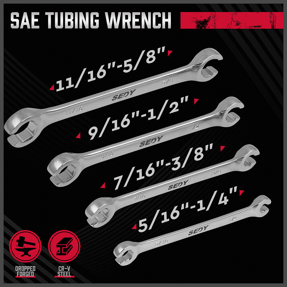 SEDY 4Pc Flare Nut Spanner Set — view 6